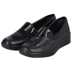 Rieker Ladies Wide Fitting | Shoes<Wedge Shoes- 53785-00 - Black