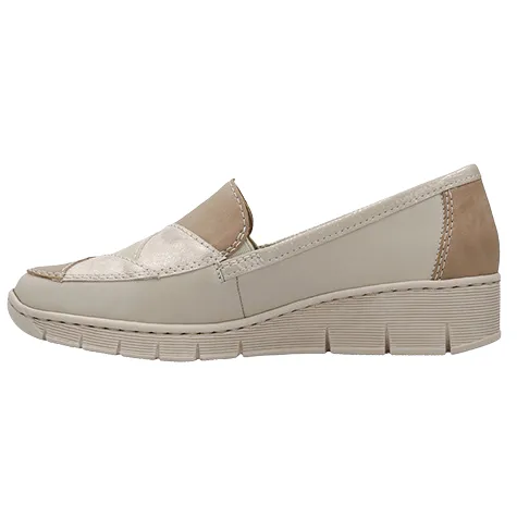 Rieker Ladies Wide Fitting | Shoes<Wide Fit Wedge Shoes - 53785-00 - Beige/Rose Gold