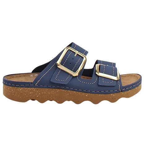 Rohde Sandals<Ladies Nubuck Mules - 6227 - Petrol / Blue