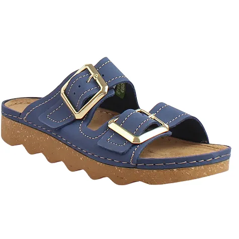 Rohde Sandals<Ladies Nubuck Mules - 6227 - Petrol / Blue
