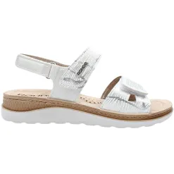 Rohde Sandals<Ladies Velcro Strap Sandals - 1306 - Off White/Silver