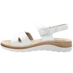 Rohde Sandals<Ladies Velcro Strap Sandals - 1306 - Off White/Silver