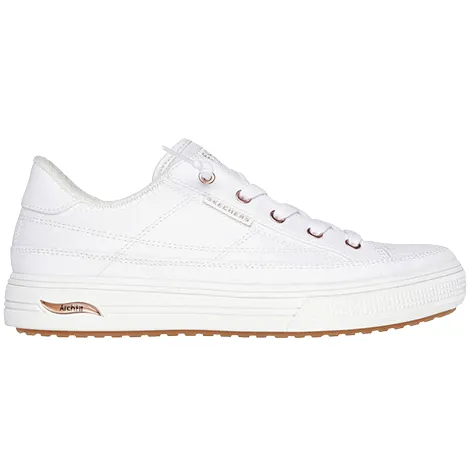 Skechers Trainers<Skecher Ladies Arch Fit Canvas Trainers - 177190 - White