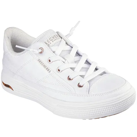 Skechers Trainers<Skecher Ladies Arch Fit Canvas Trainers - 177190 - White