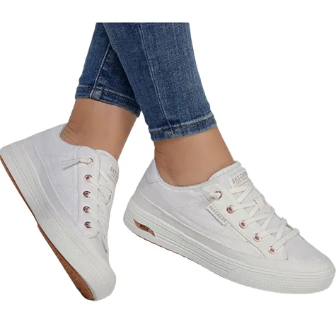 Skechers Trainers<Skecher Ladies Arch Fit Canvas Trainers - 177190 - White