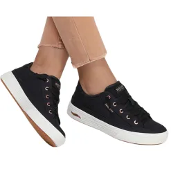 Skechers Trainers<Skecher Ladies Arch Fit Canvas Trainers - 177190 - Black