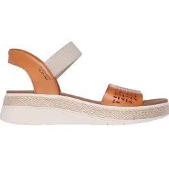 Skechers Sandals<Ladies Slip In Wedge Sandals - 114415 - Tan