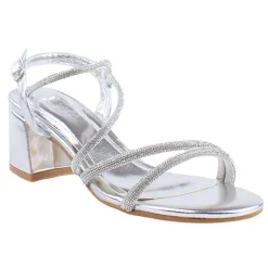 Sorento Heels<Block Heeled Sandals- Gweedore - Silver
