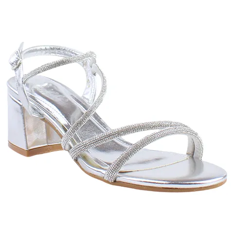 Sorento Heels<Block Heeled Sandals- Gweedore - Silver
