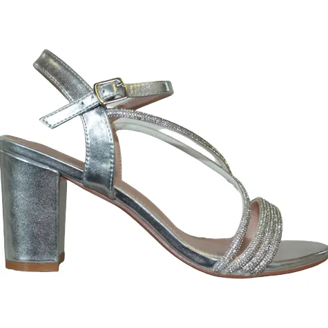 Sorento Heels<Block Heel Sandals - Cabra Castle - Silver