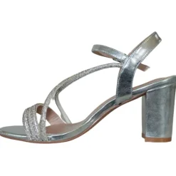 Sorento Heels<Block Heel Sandals - Cabra Castle - Silver
