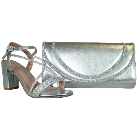 Sorento Heels<Block Heel Sandals - Cabra Castle - Silver
