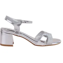 Sorento Heels<Ladies Block Heeled Sandals - Randles - Silver