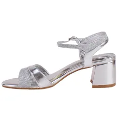 Sorento Heels<Ladies Block Heeled Sandals - Randles - Silver