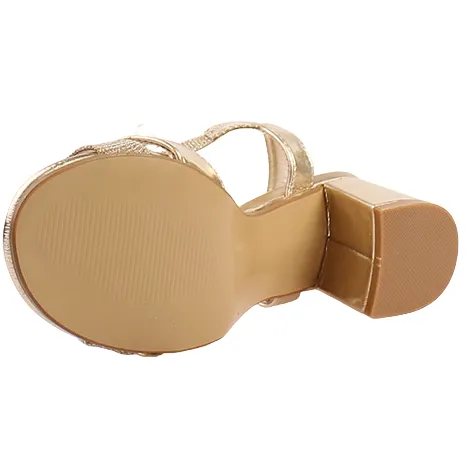 Sorento Heels<Ladies Block Heeled Sandals - Randles - Gold