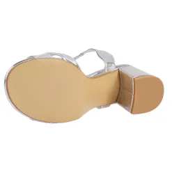 Sorento Heels<Ladies Block Heeled Sandals - Randles - Silver