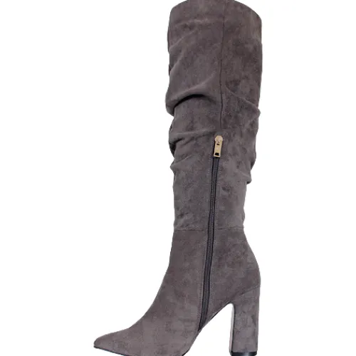 Una Healy Boots<Block Heeled Knee Boots - Famous Friends - Grey