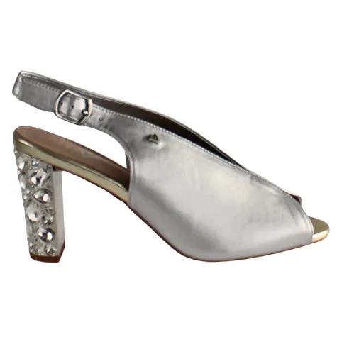 Una Healy Heels<Block Heeled Sling Backs - Straight Life - Silver