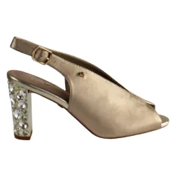 Una Healy Heels<Block Heeled Sling Backs - Straight Life - Gold