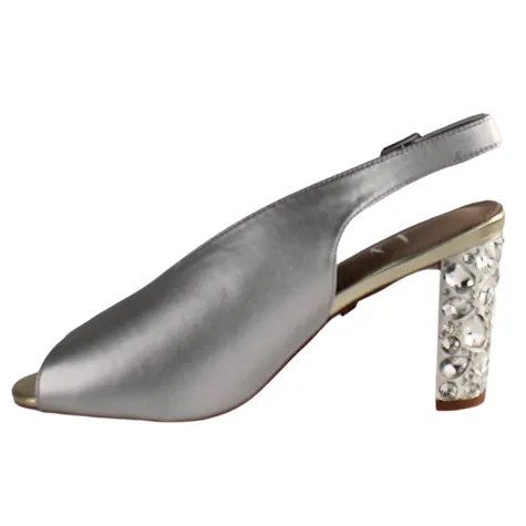 Una Healy Heels<Block Heeled Sling Backs - Straight Life - Silver