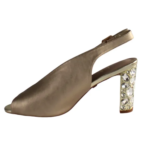Una Healy Heels<Block Heeled Sling Backs - Straight Life - Gold