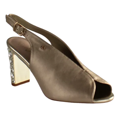 Una Healy Heels<Block Heeled Sling Backs - Straight Life - Gold