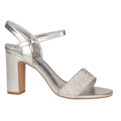 Una Healy Heels<Dressy Block Heeled Sandals - Born To Jive - Silver