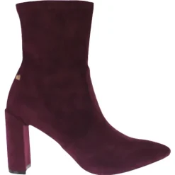 Una Healy Boots<Dressy Block Heeled Ankle Boots - Something Bad - Burgundy Suede