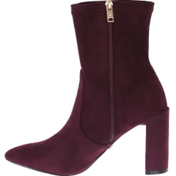 Una Healy Boots<Dressy Block Heeled Ankle Boots - Something Bad - Burgundy Suede