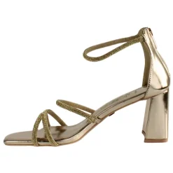 Una Healy Heels<Ladies Block Heeled Sandals - Sophisticated - Gold