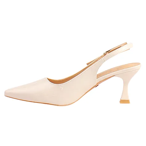 Una Healy Heels<Ladies Heeled Slingbacks - Dust My Broom - Beige Patent