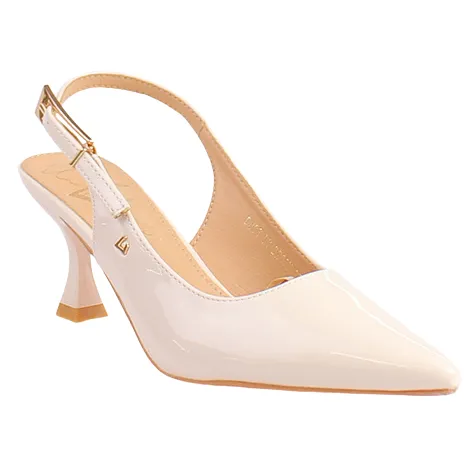 Una Healy Heels<Ladies Heeled Slingbacks - Dust My Broom - Beige Patent