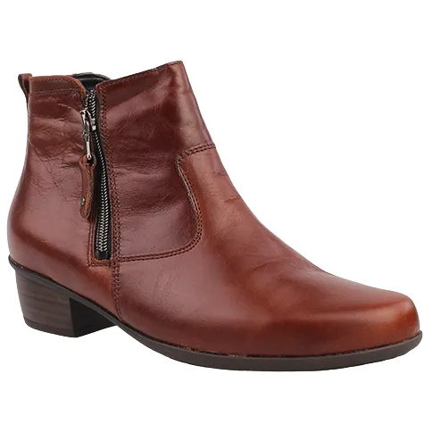 Waldlaufer Ladies Larger Sizes | Ladies Wide Fitting<Ankle Boots - 967803 - Cognac