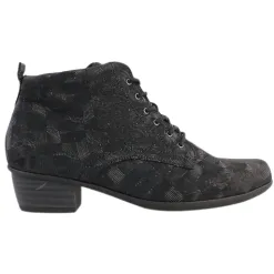 Waldlaufer Ladies Larger Sizes | Boots<Ladies Lace Up Ankle Boots - 967809 - Black