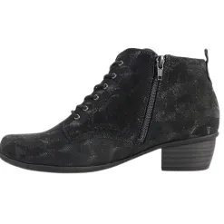 Waldlaufer Ladies Larger Sizes | Boots<Ladies Lace Up Ankle Boots - 967809 - Black