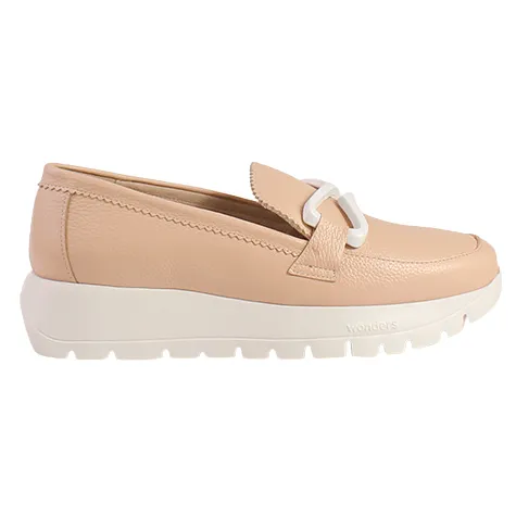 Wonders Shoes<Ladies Flatform Loafers - A-2480 - Nude
