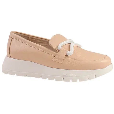 Wonders Shoes<Ladies Flatform Loafers - A-2480 - Nude