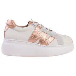 Wonders Trainers<Ladies Flatform Trainers - A-2670 - White/Rose Gold