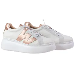 Wonders Trainers<Ladies Flatform Trainers - A-2670 - White/Rose Gold