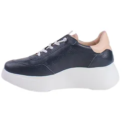 Wonders Trainers<Ladies Platform Trainers - A-3625 - Navy/Rose Gold