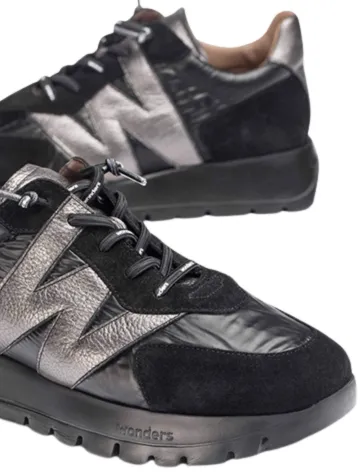 Wonders Trainers<Ladies Trainers - A-2464 - Black Metallic