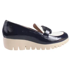 Wonders Shoes<Ladies Wedge Loafers - C-33311 - Navy Patent