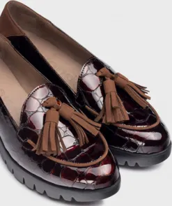 Wonders Shoes<Ladies Wedge Shoes - C-33320 - Burgundy Patent
