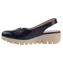 Wonders Shoes<Ladies Wedge Slingback Sandals- C-33260 - Navy Patent