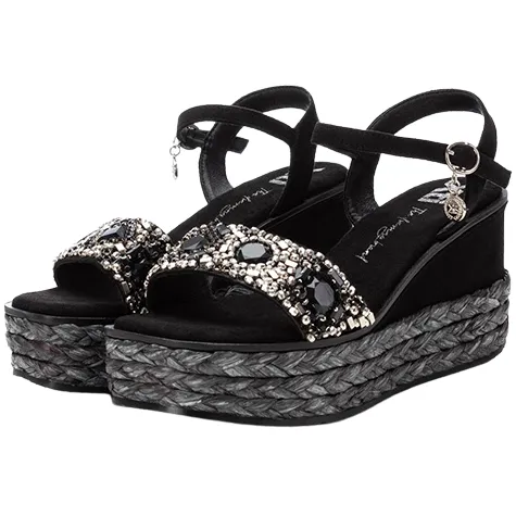 Xti Sandals<Black Wedge Sandals - 142677 - Black