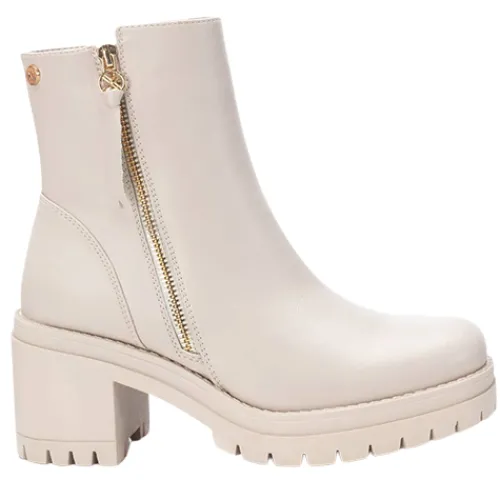 Xti Boots<Block Heeled Ankle Boots - 141538 - Beige