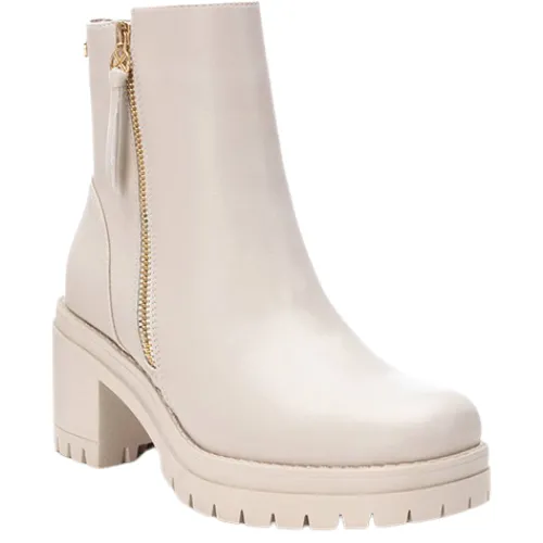 Xti Boots<Block Heeled Ankle Boots - 141538 - Beige