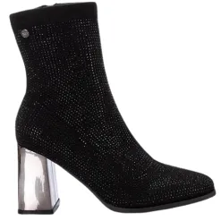 Xti Boots<Ladies Block Heel Sock Boots - 143114 - Black