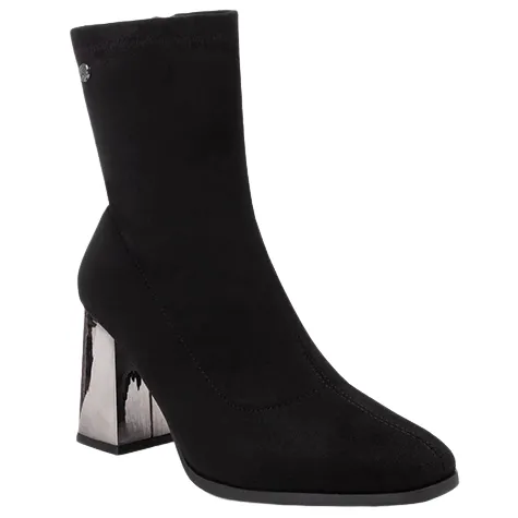 Xti Boots<Ladies Block Heel Sock Boots - 143112 - Black