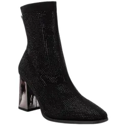 Xti Boots<Ladies Block Heel Sock Boots - 143114 - Black